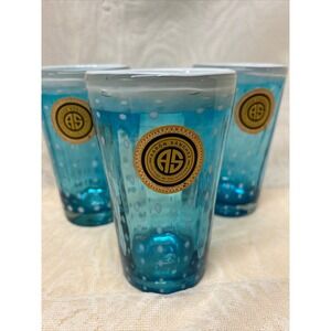 Handblown Turquoise With White Dots Drinking Glass Aaron‎ Sanchez New With Label